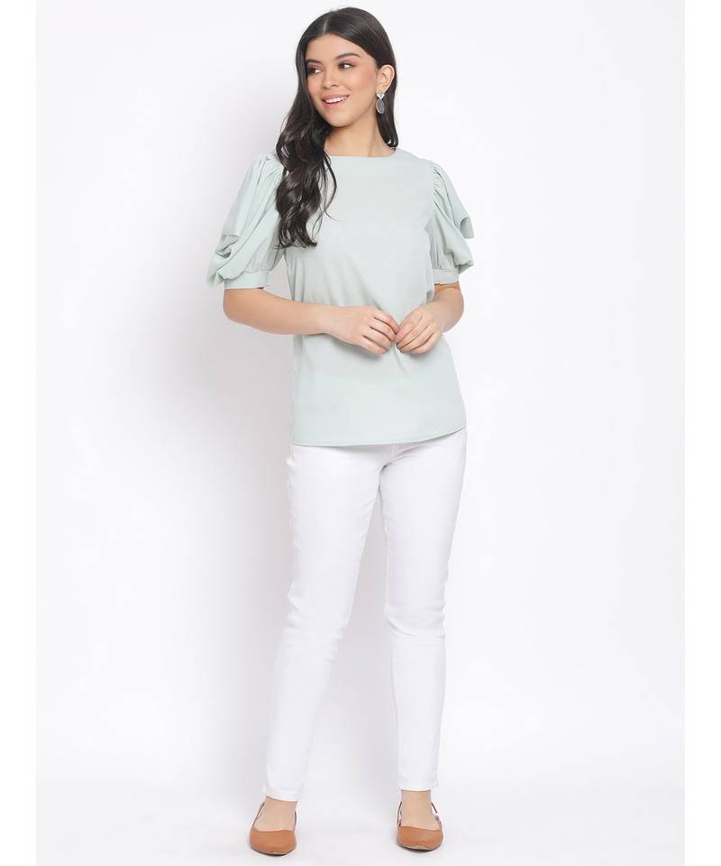 plain Green Polyester   Top