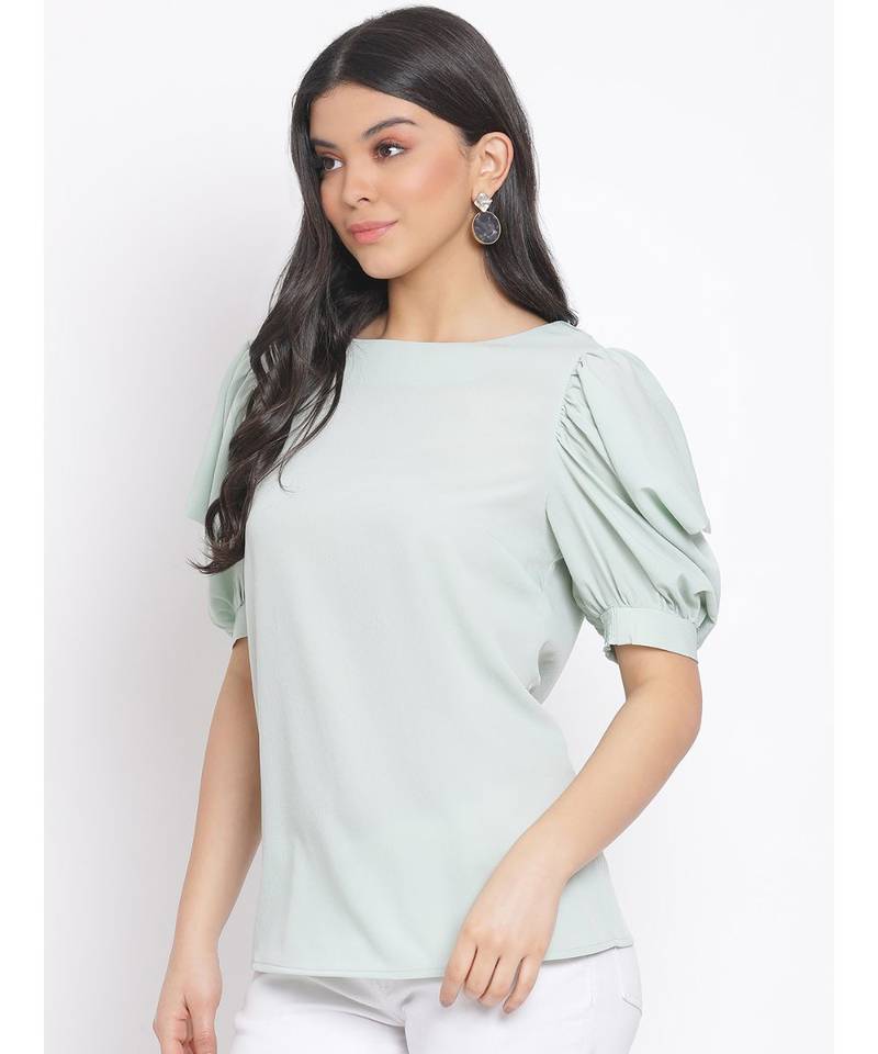 plain Green Polyester   Top