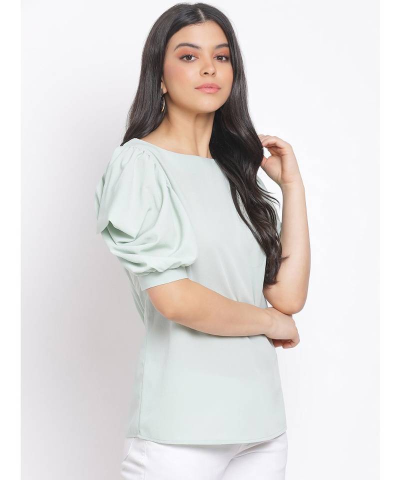 plain Green Polyester   Top