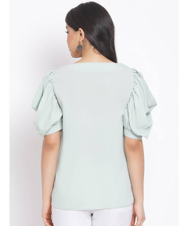 plain Green Polyester   Top