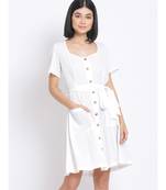 plain White Polyester   Dress