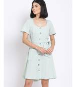 plain Green Polyester   Dress