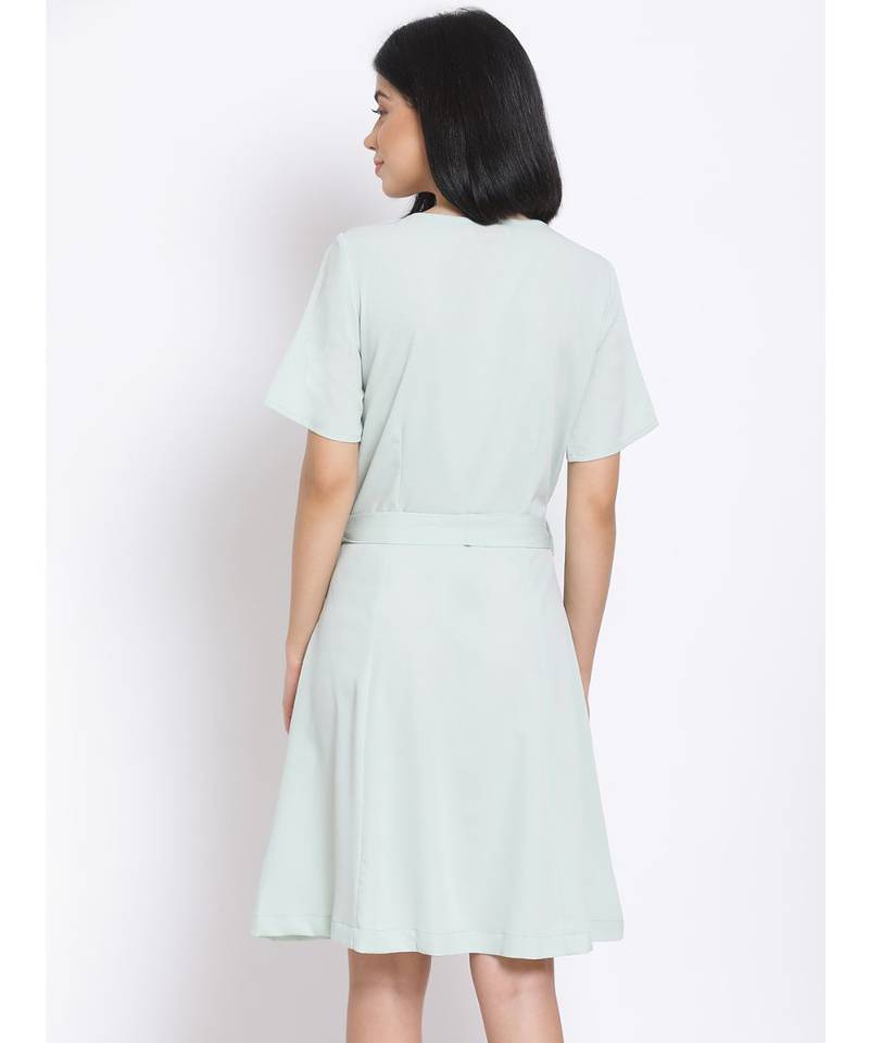 plain Green Polyester   Dress