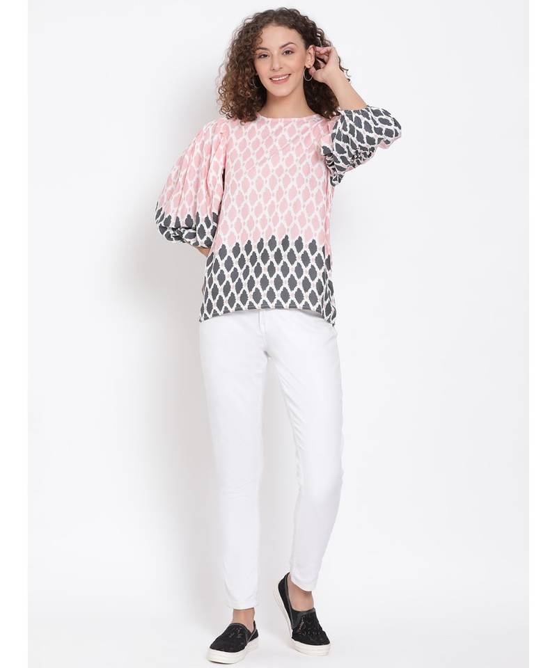 printed Pink Viscose   Top