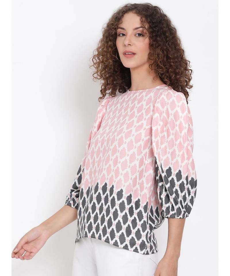 printed Pink Viscose   Top