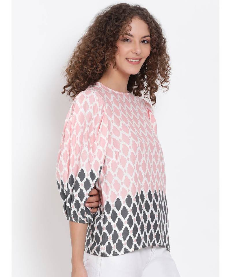 printed Pink Viscose   Top