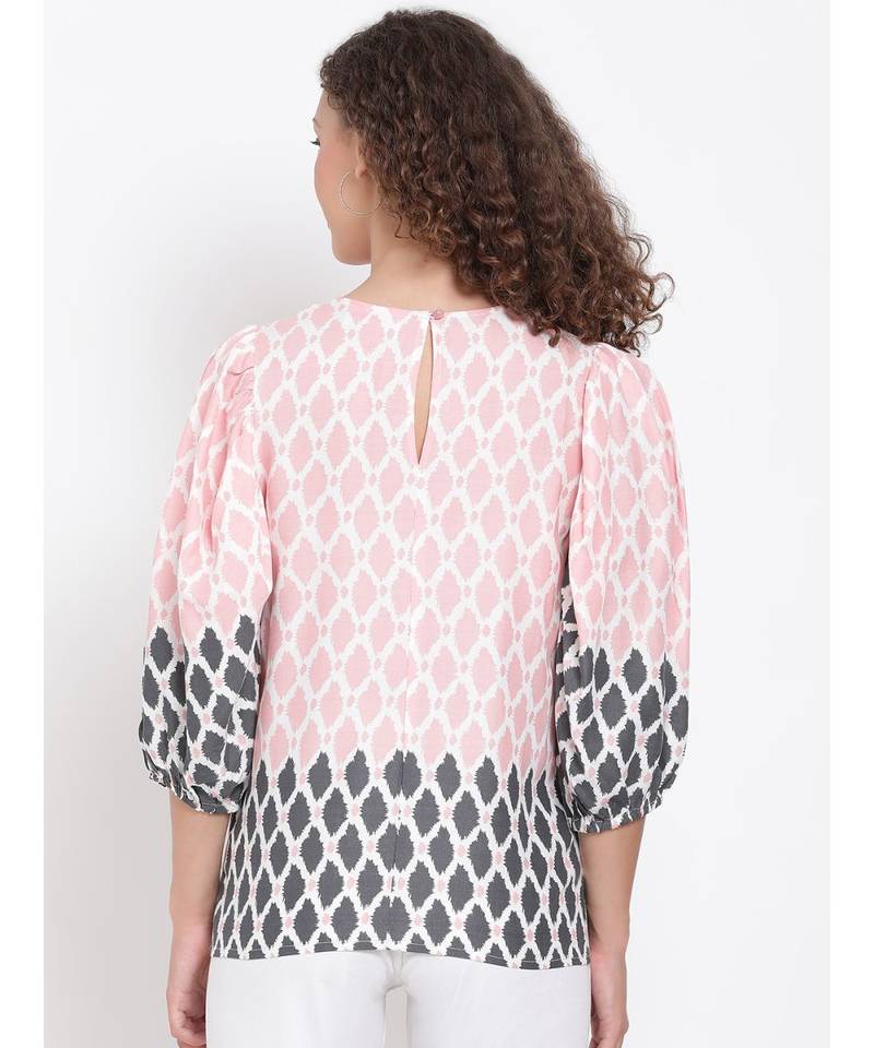 printed Pink Viscose   Top