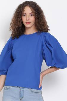 plain Blue Cotton   Top