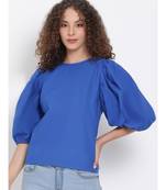 plain Blue Cotton   Top
