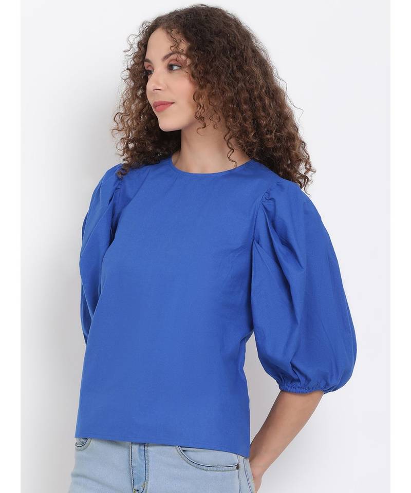 plain Blue Cotton   Top