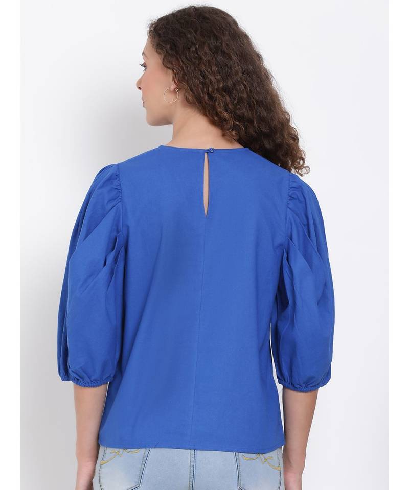 plain Blue Cotton   Top