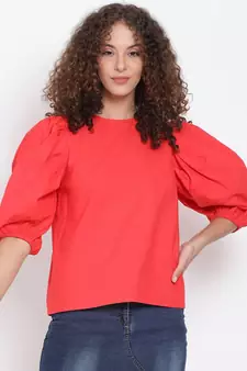 plain Red Cotton   Top