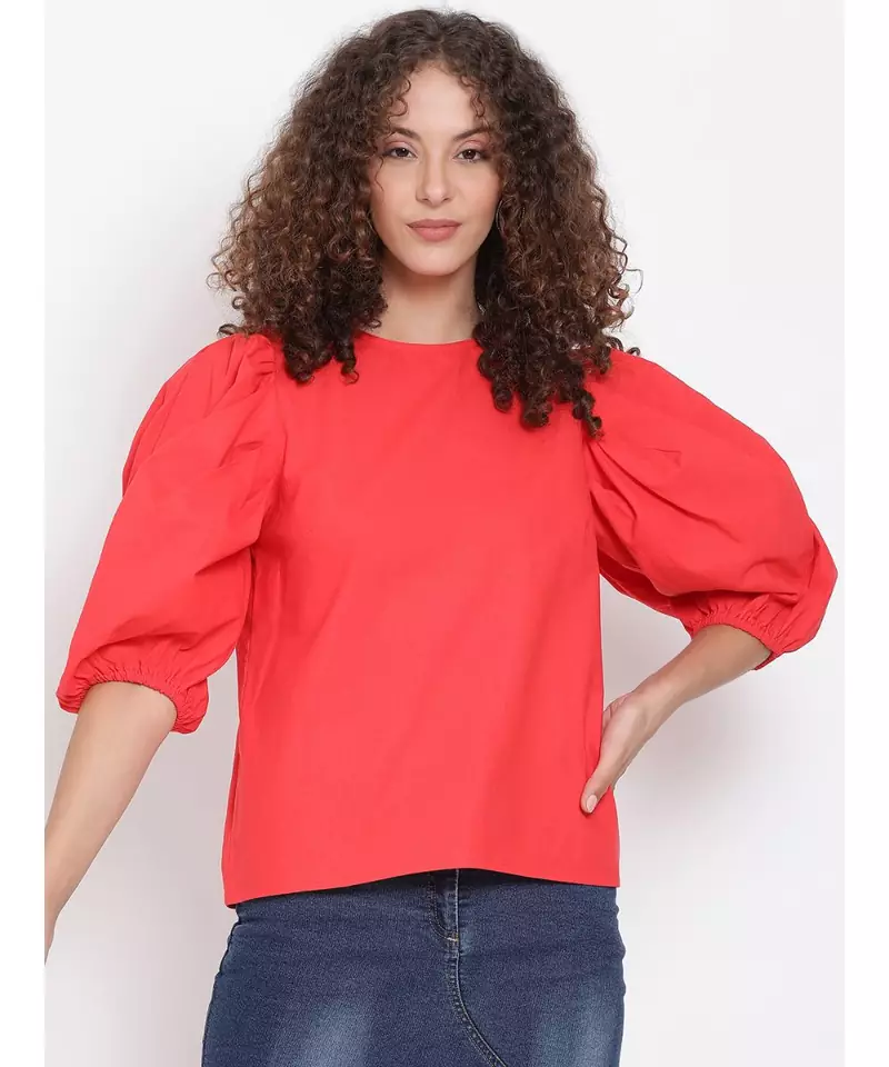 plain Red Cotton   Top
