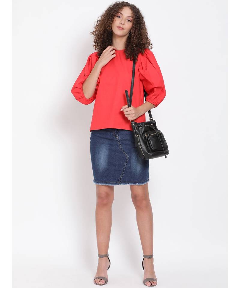 plain Red Cotton   Top