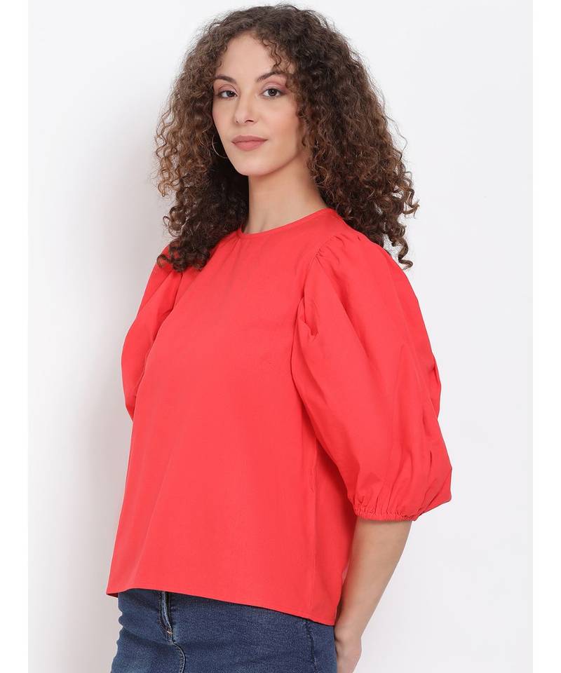 plain Red Cotton   Top