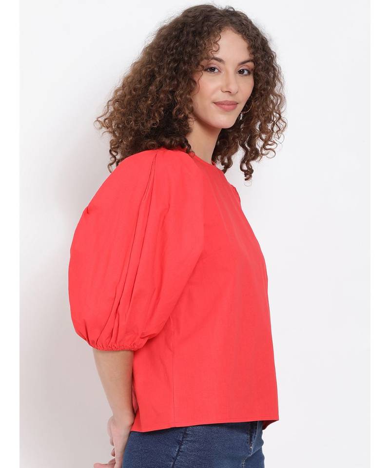 plain Red Cotton   Top