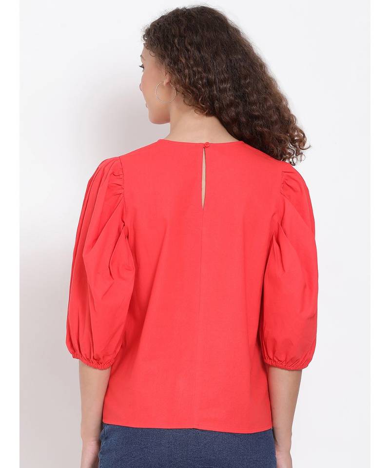 plain Red Cotton   Top