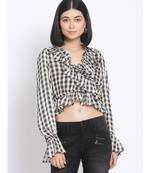 printed Black Polyester   Top