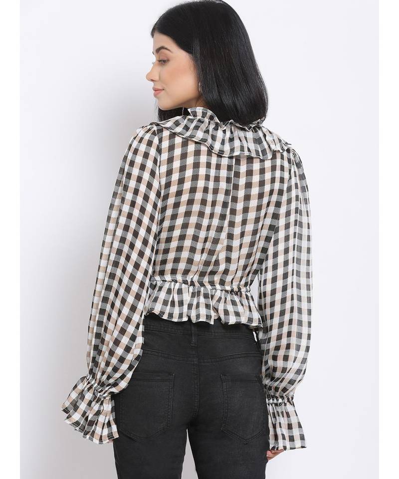 printed Black Polyester   Top