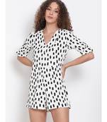 printed White Polyester   Playsuits