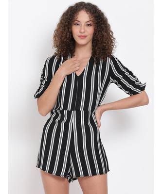 printed Black Polyester   Playsuits 1
