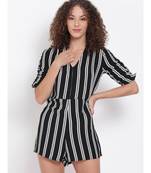 printed Black Polyester   Playsuits