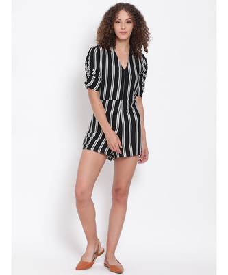 printed Black Polyester   Playsuits 2