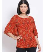 printed Red Viscose   Top