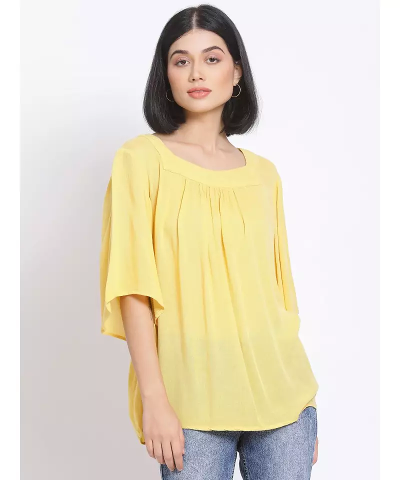 plain Yellow Viscose   Top
