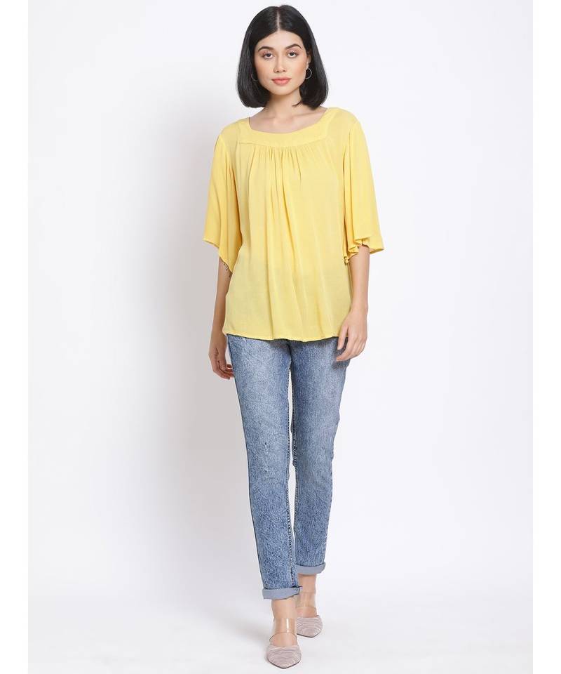 plain Yellow Viscose   Top