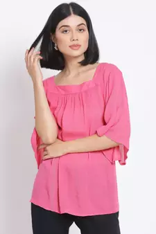 plain Pink Viscose   Top