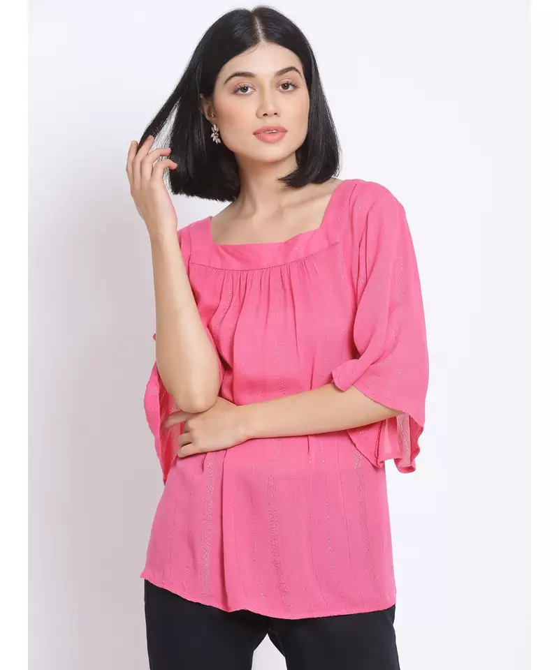 plain Pink Viscose   Top