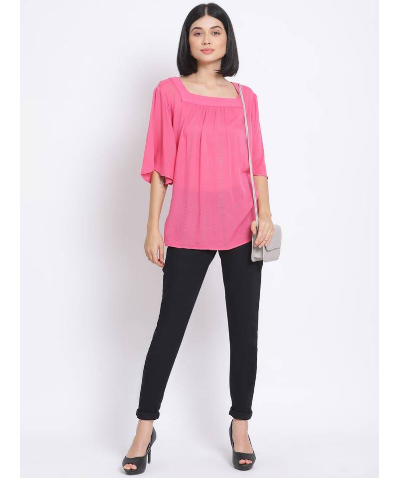 plain Pink Viscose   Top