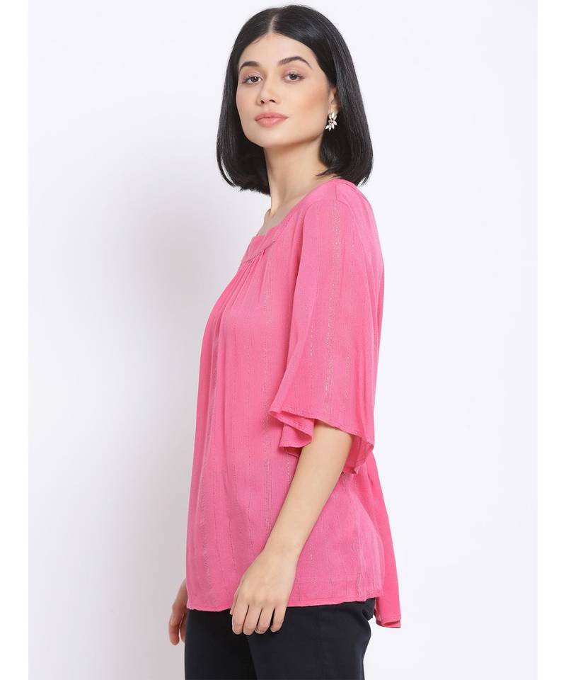 plain Pink Viscose   Top