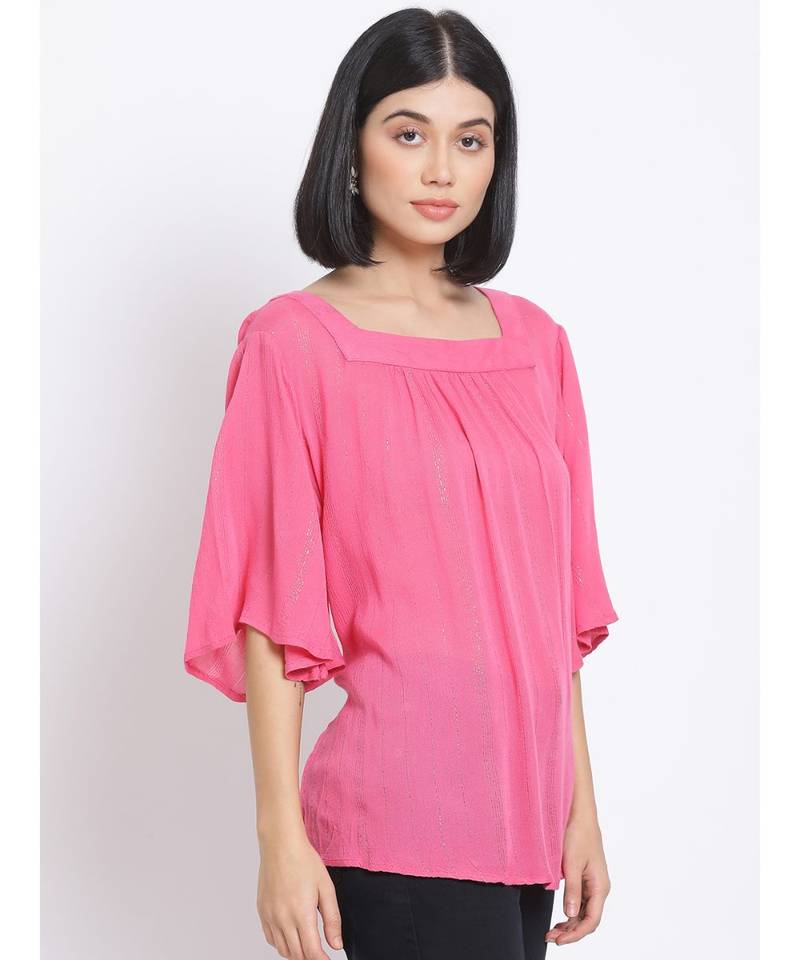 plain Pink Viscose   Top