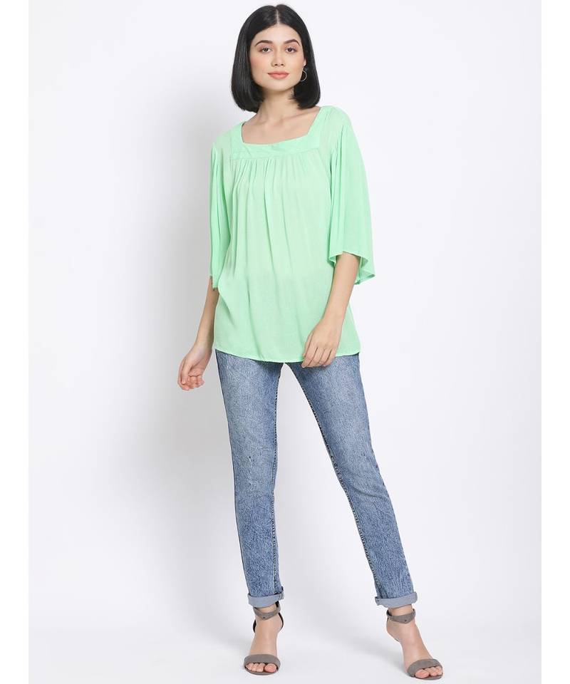 plain Green Viscose   Top