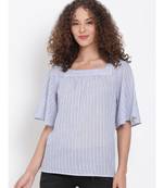 printed Blue Cotton   Top