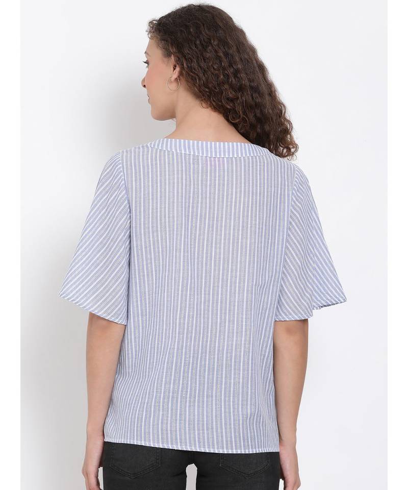 printed Blue Cotton   Top