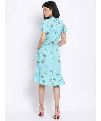printed Blue Viscose   Dress 4