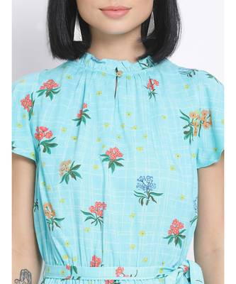 printed Blue Viscose   Dress 5