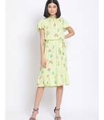 printed Yellow Viscose   Dress