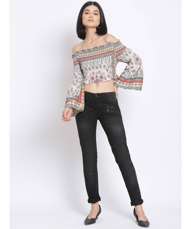 printed Multicolor Polyester   Top