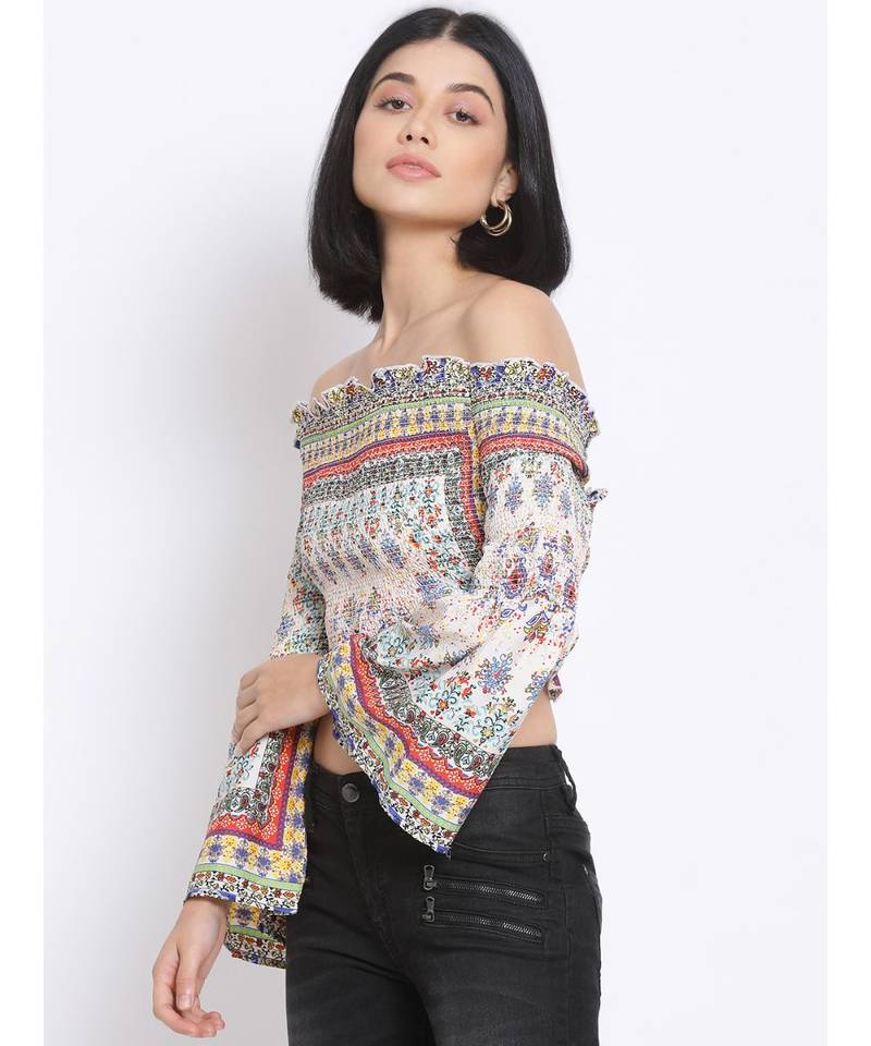 printed Multicolor Polyester   Top