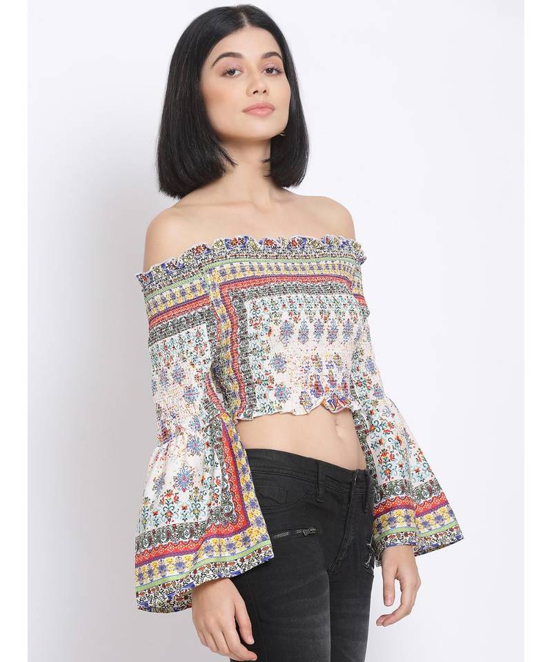 printed Multicolor Polyester   Top