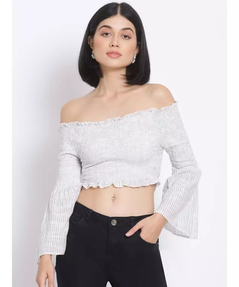 printed White Cotton   Top
