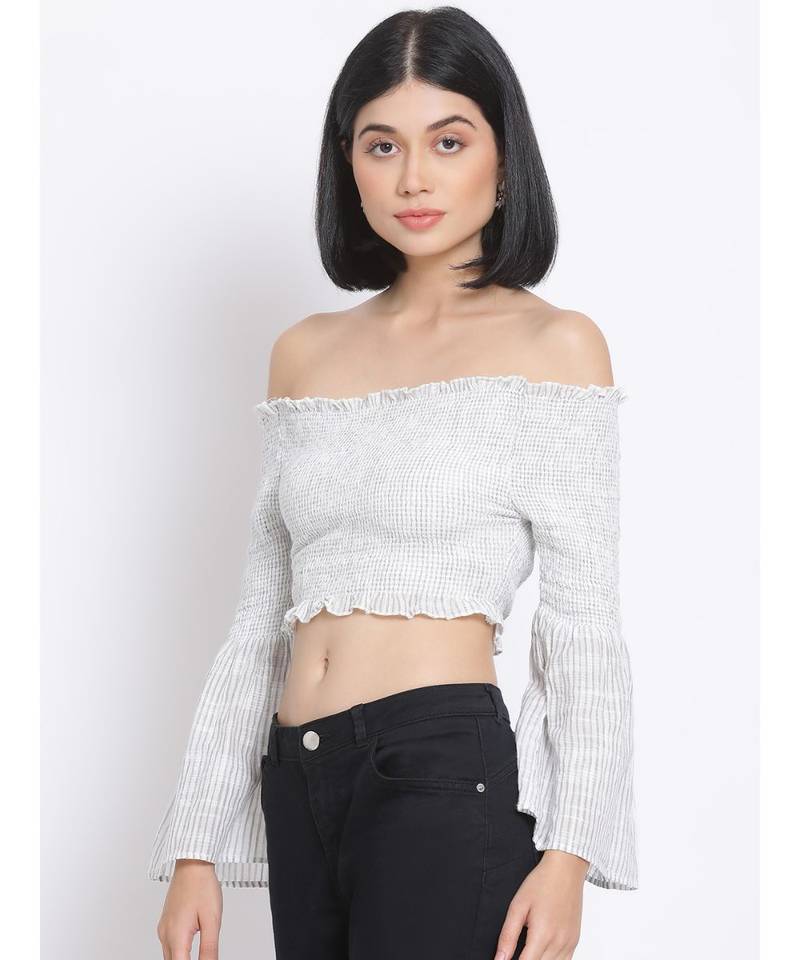 printed White Cotton   Top