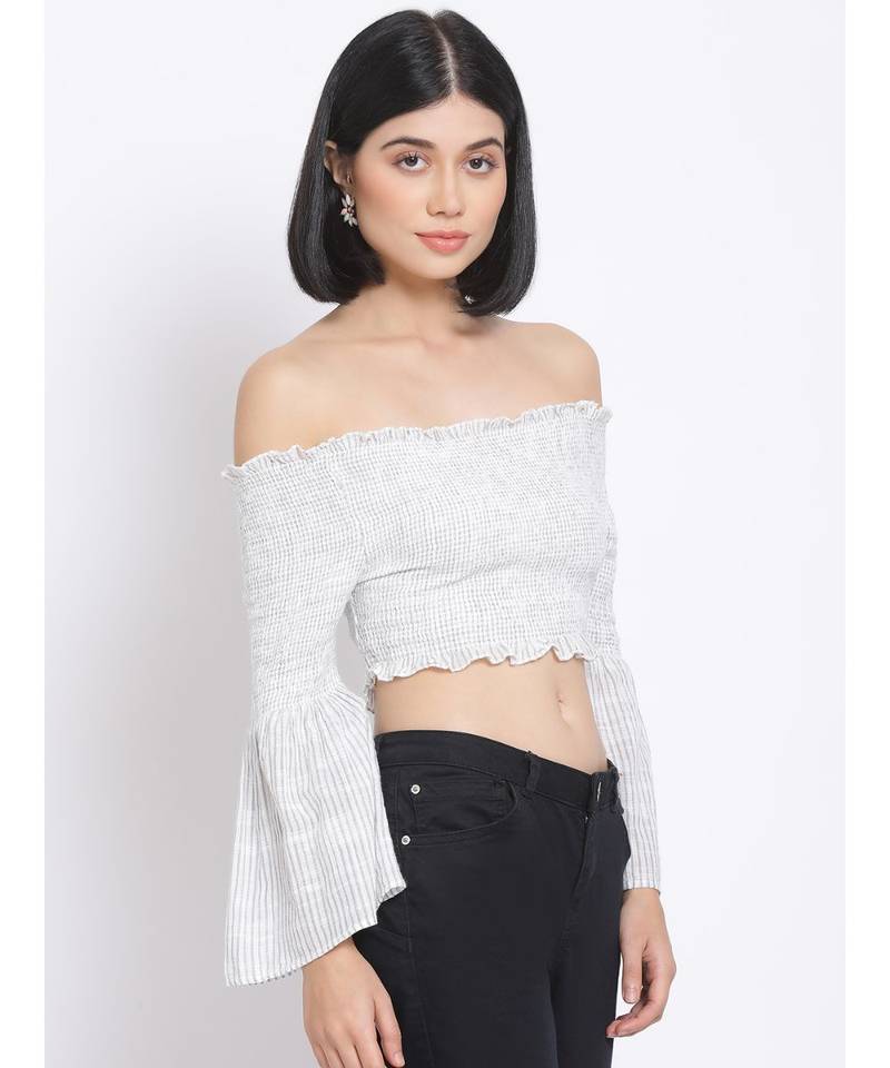 printed White Cotton   Top