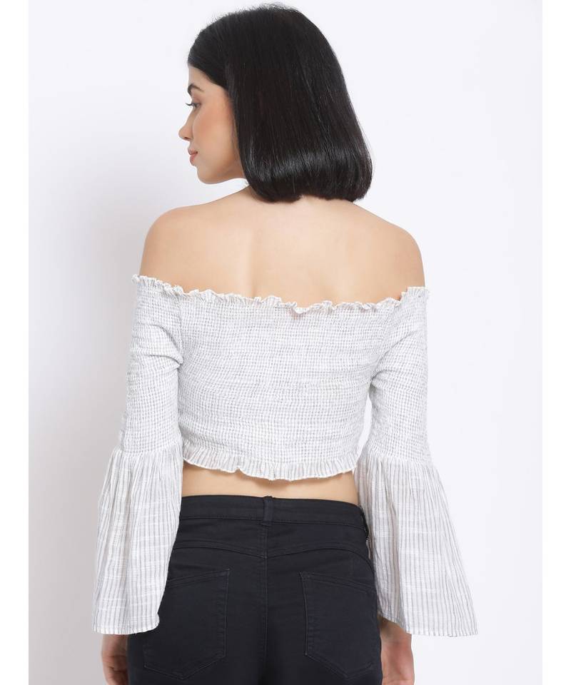 printed White Cotton   Top