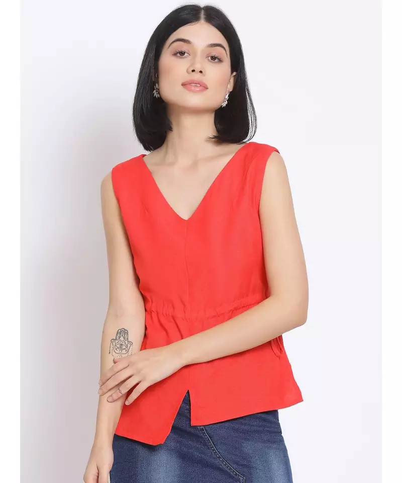 plain Red Cotton   Top