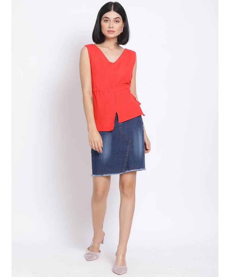 plain Red Cotton   Top